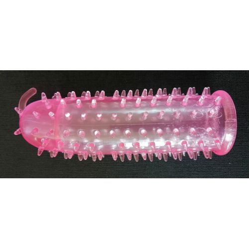 Насадка-презерватив на член с шипами розовая LYBAILE